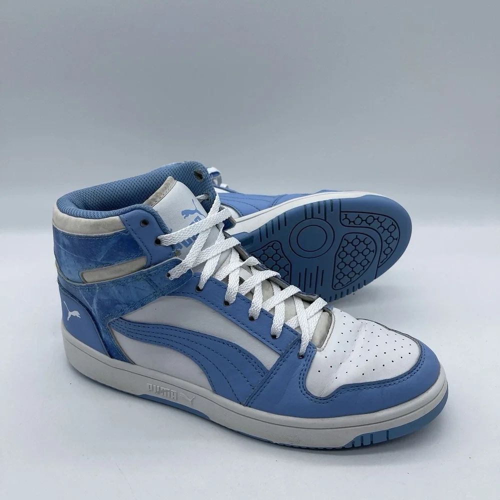 PUMA Rebound LayUp Men's Size 6.5 Sneakers 395109-01 White Blue Athletic Shoes